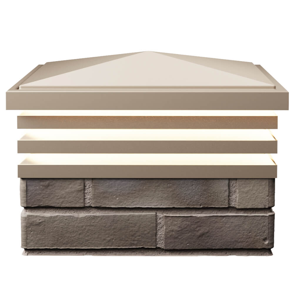 Колпак Zking Бона ХайТек Бежевый на столб 1.5х1.5 кирпича (385х385мм) с подсветкой в Шелехове фото
