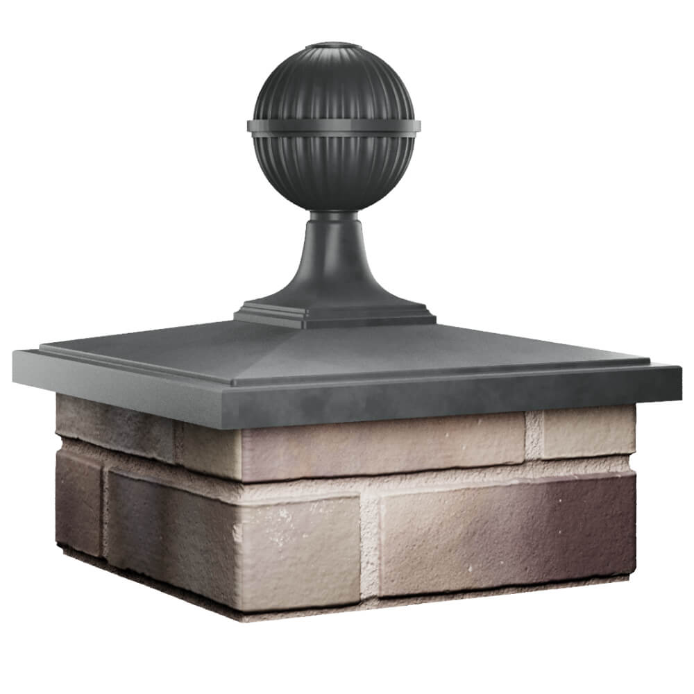 Колпак Zking БонаМоно Серый с шаром на столб 1.5х1.5 кирпича (385х385, 400х400мм) в сборе в Шелехове фото