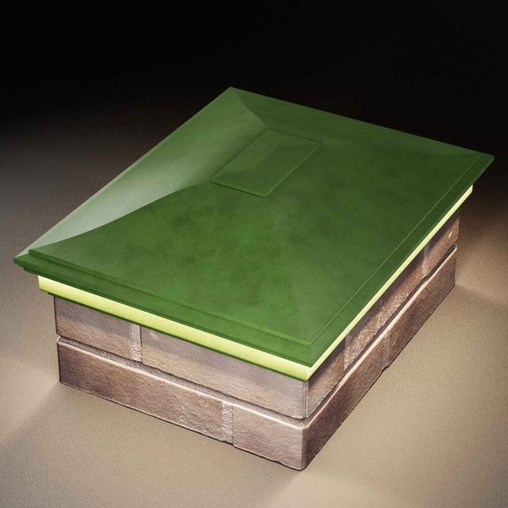 Колпак Zking Монблан Зеленый на столб 2х1.5 кирпича (515х385мм) c подсветкой в Шелехове фото