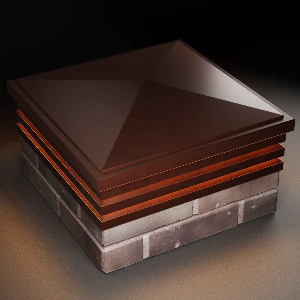 Колпак Zking Бона ХайТек Коричневый на столб 2х2 кирпича (513х513мм) с подсветкой в Шелехове фото