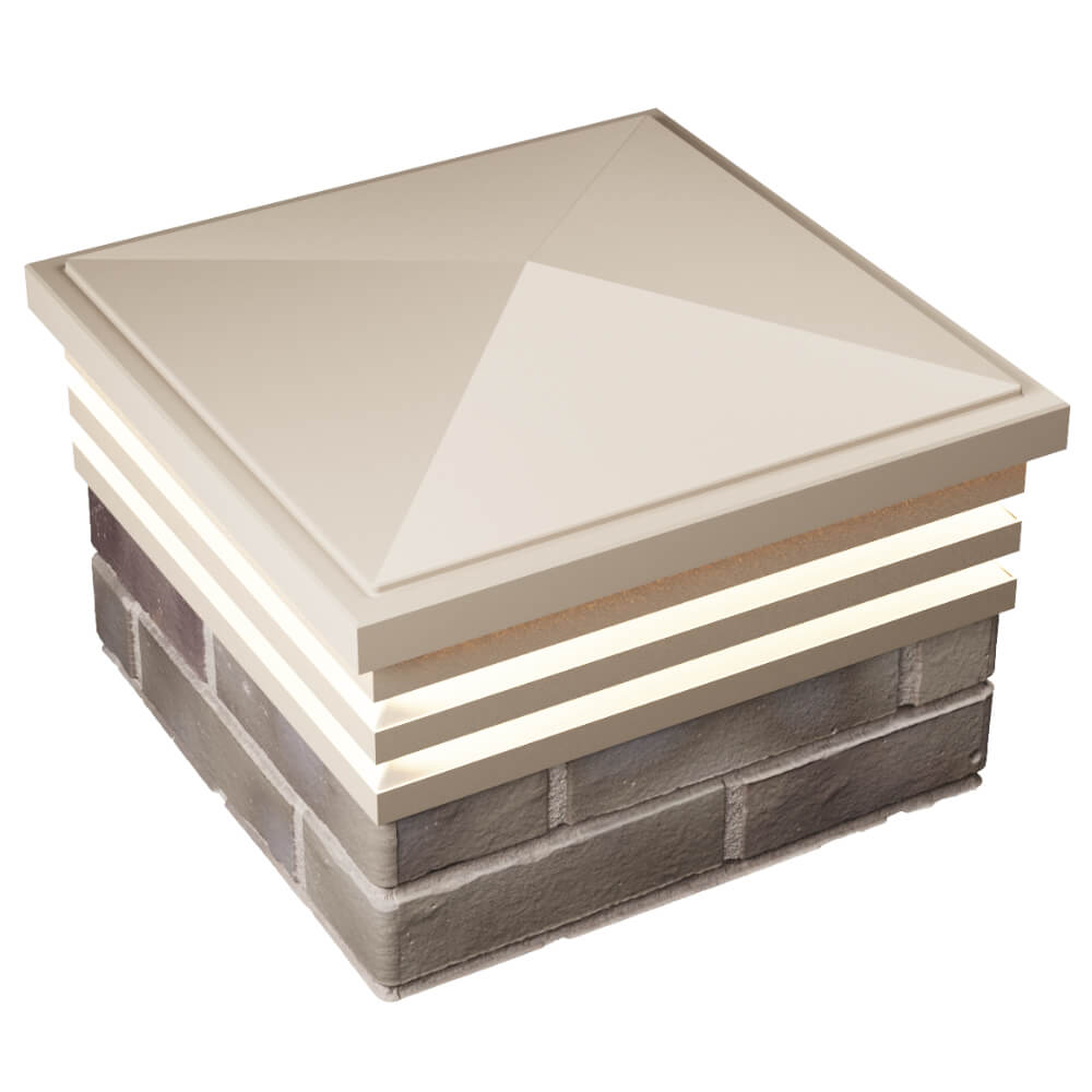 Колпак Zking Бона ХайТек Бежевый на столб 1.5х1.5 кирпича (385х385мм) с подсветкой в Шелехове фото