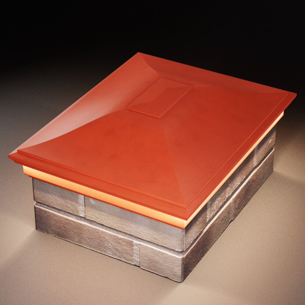 Колпак Zking Монблан Красный на столб 2х1.5 кирпича (515х385мм) c подсветкой в Шелехове фото