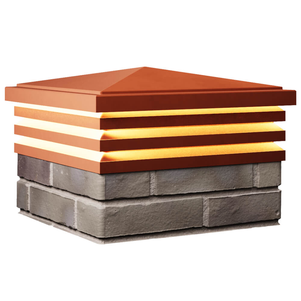 Колпак Zking Бона ХайТек Красный на столб 1.5х1.5 кирпича (385х385мм) с подсветкой в Шелехове фото