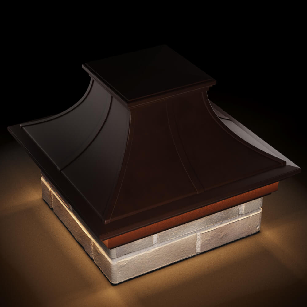 Колпак Zking Монблан Премиум Коричневый на столб 1.5х1.5 кирпича (385х385мм) с подсветкой в Шелехове фото