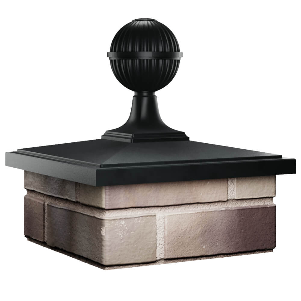 Колпак Zking БонаМоно Черный с шаром на столб 1.5х1.5 кирпича (385х385, 400х400мм) в сборе в Шелехове фото