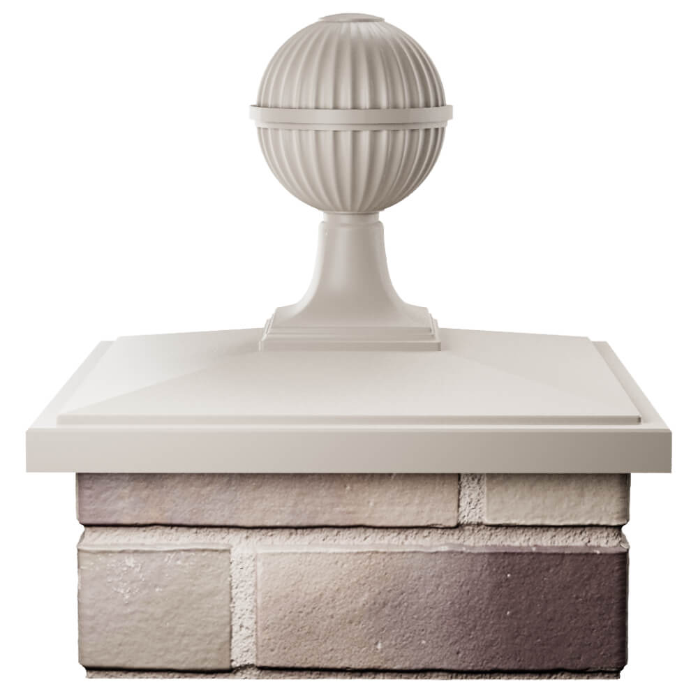 Колпак Zking БонаМоно Бежевый с шаром на столб 1.5х1.5 кирпича (385х385, 400х400мм) в сборе Шелехов фото