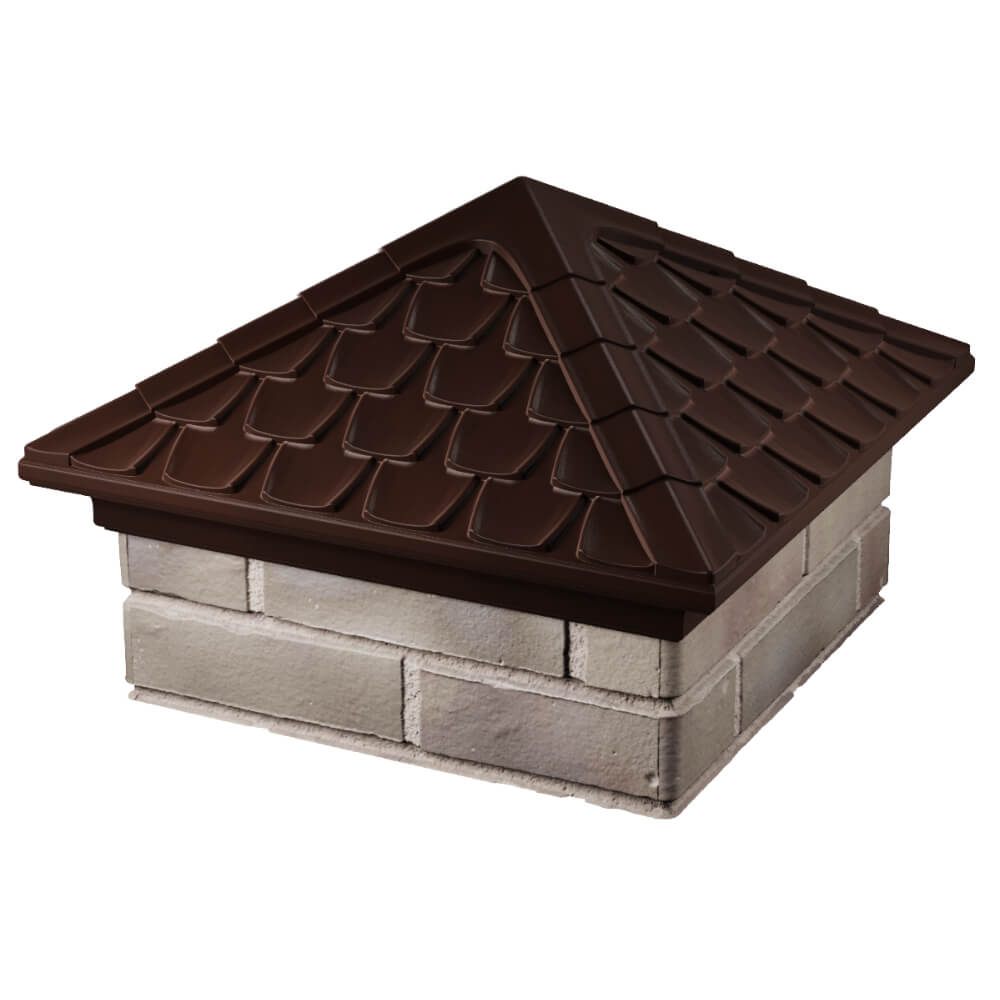 Колпак Zking Эльбрус Коричневый на столб 1.5х1.5 кирпича (385х385мм) в Шелехове фото