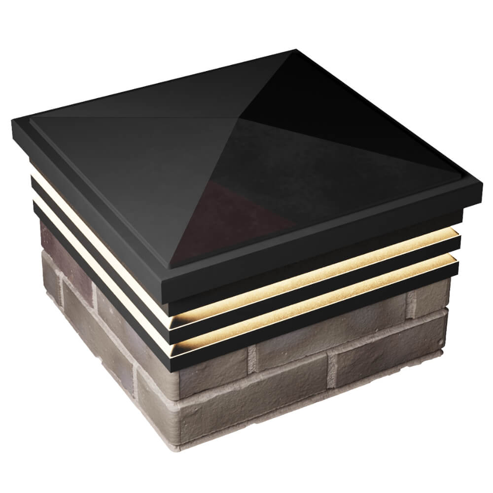 Колпак Zking Бона ХайТек Черный на столб 1.5х1.5 кирпича (385х385мм) с подсветкой в Шелехове фото