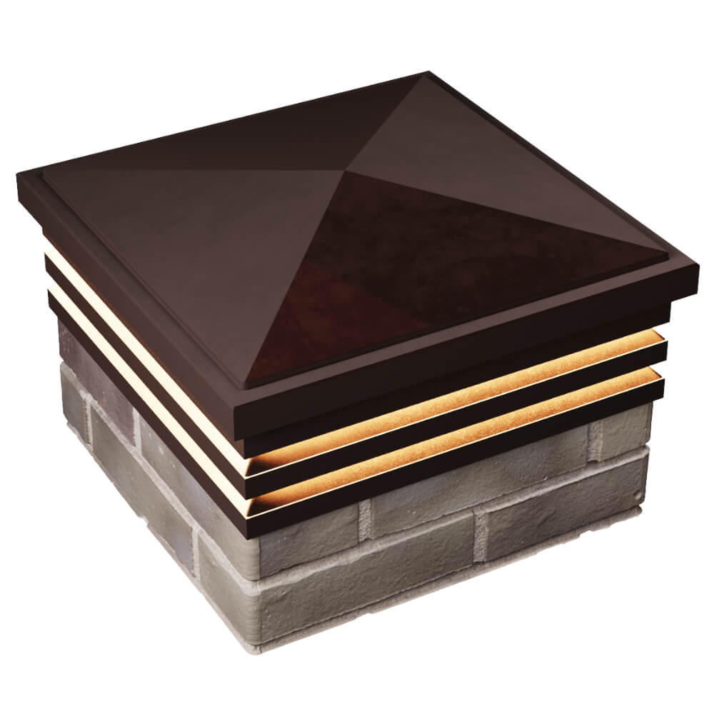 Колпак Zking Бона ХайТек Коричневый на столб 1.5х1.5 кирпича (385х385мм) с подсветкой в Шелехове фото