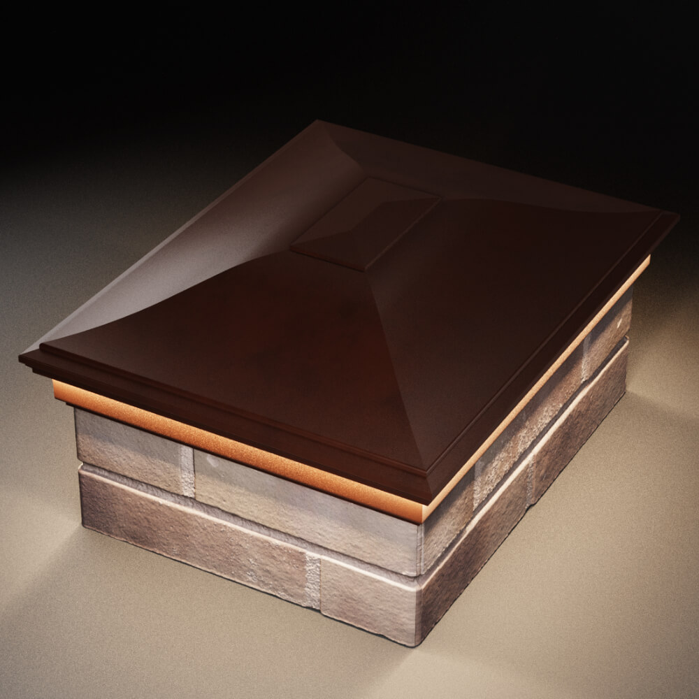 Колпак Zking Монблан Коричневый на столб 2х1.5 кирпича (515х385мм) c подсветкой в Шелехове фото