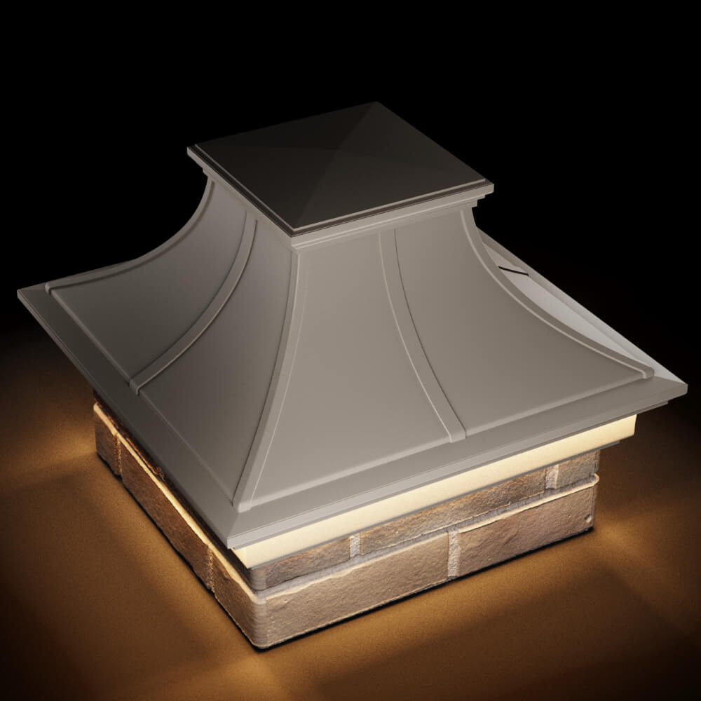 Колпак Zking Монблан Премиум Бежевый на столб 1.5х1.5 кирпича (385х385мм) с подсветкой в Шелехове фото