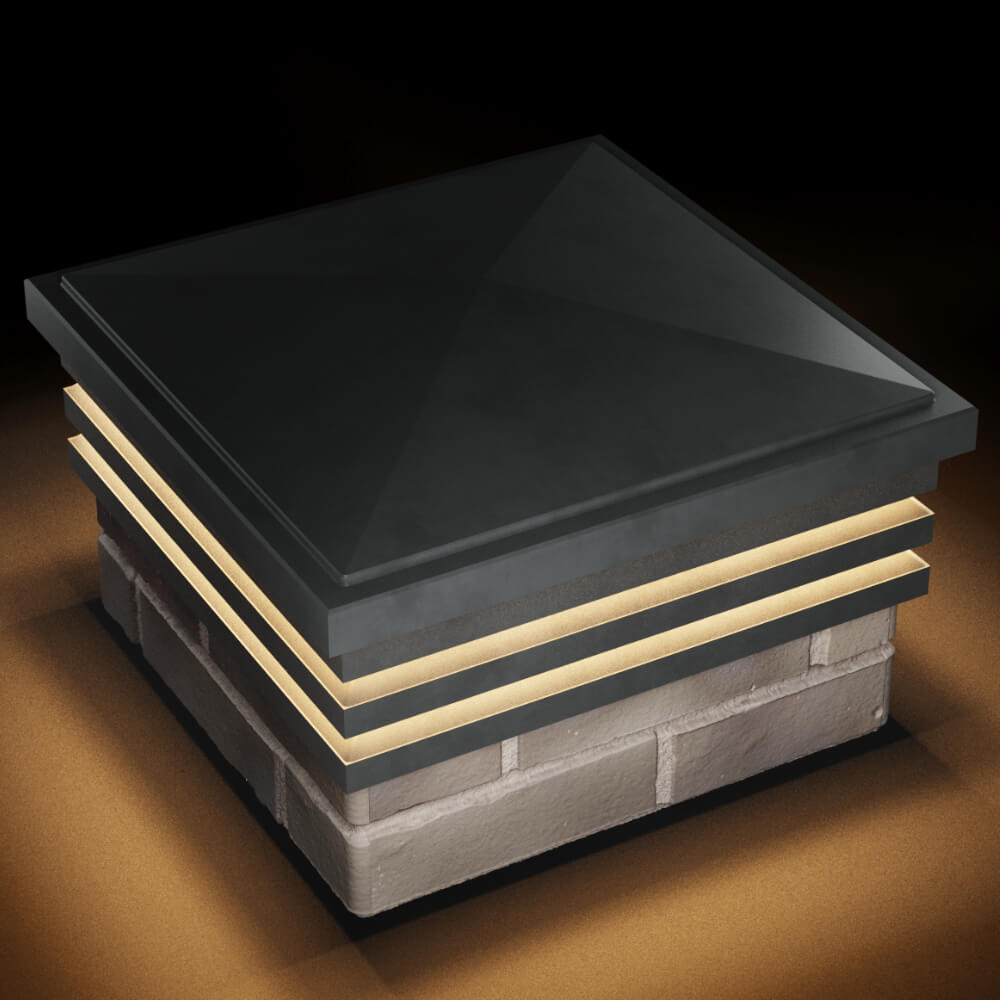 Колпак Zking Бона ХайТек Серый на столб 1.5х1.5 кирпича (385х385мм) с подсветкой в Шелехове фото