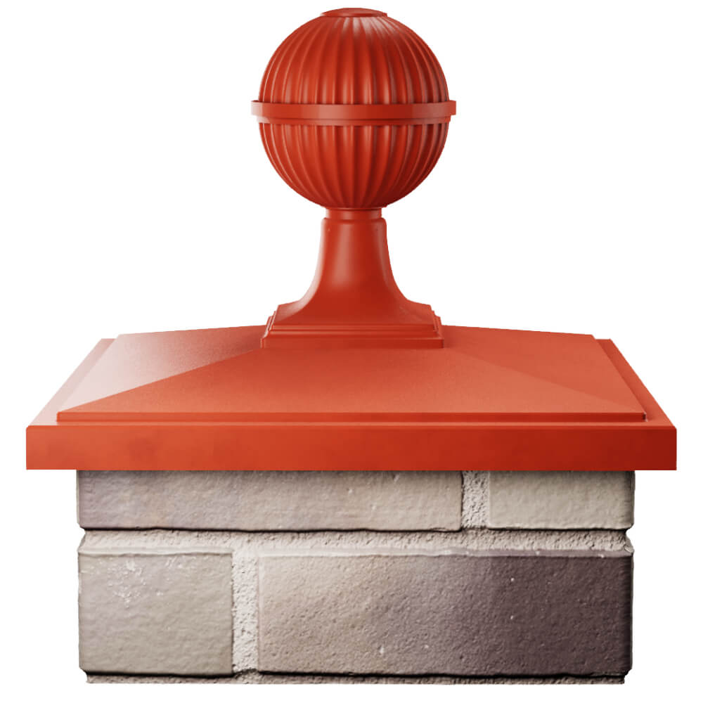 Колпак Zking БонаМоно Красный с шаром на столб 1.5х1.5 кирпича (385х385, 400х400мм) в сборе Шелехов фото