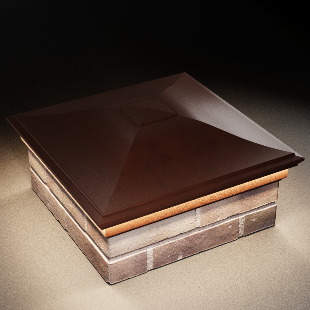 Колпак Zking Монблан Коричневый на столб 2х2 кирпича (515х515мм) c подсветкой в Шелехове фото