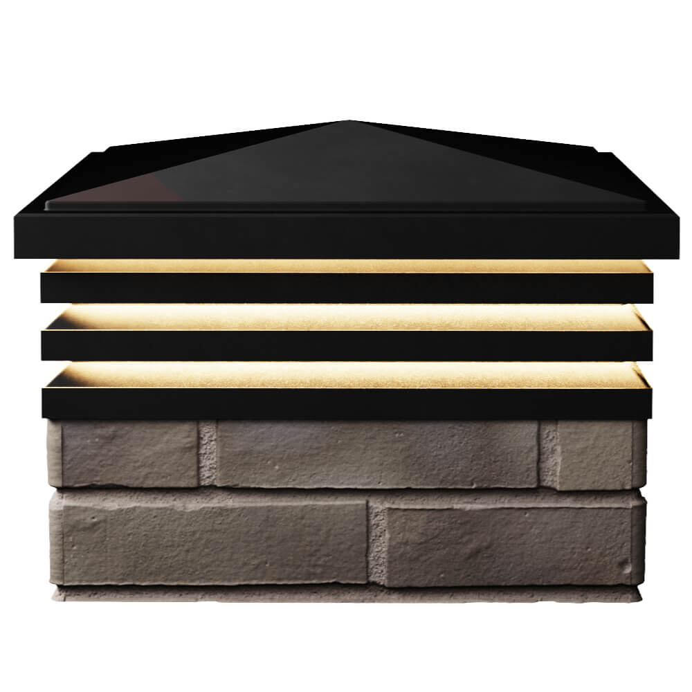 Колпак Zking Бона ХайТек Черный на столб 1.5х1.5 кирпича (385х385мм) с подсветкой в Шелехове фото