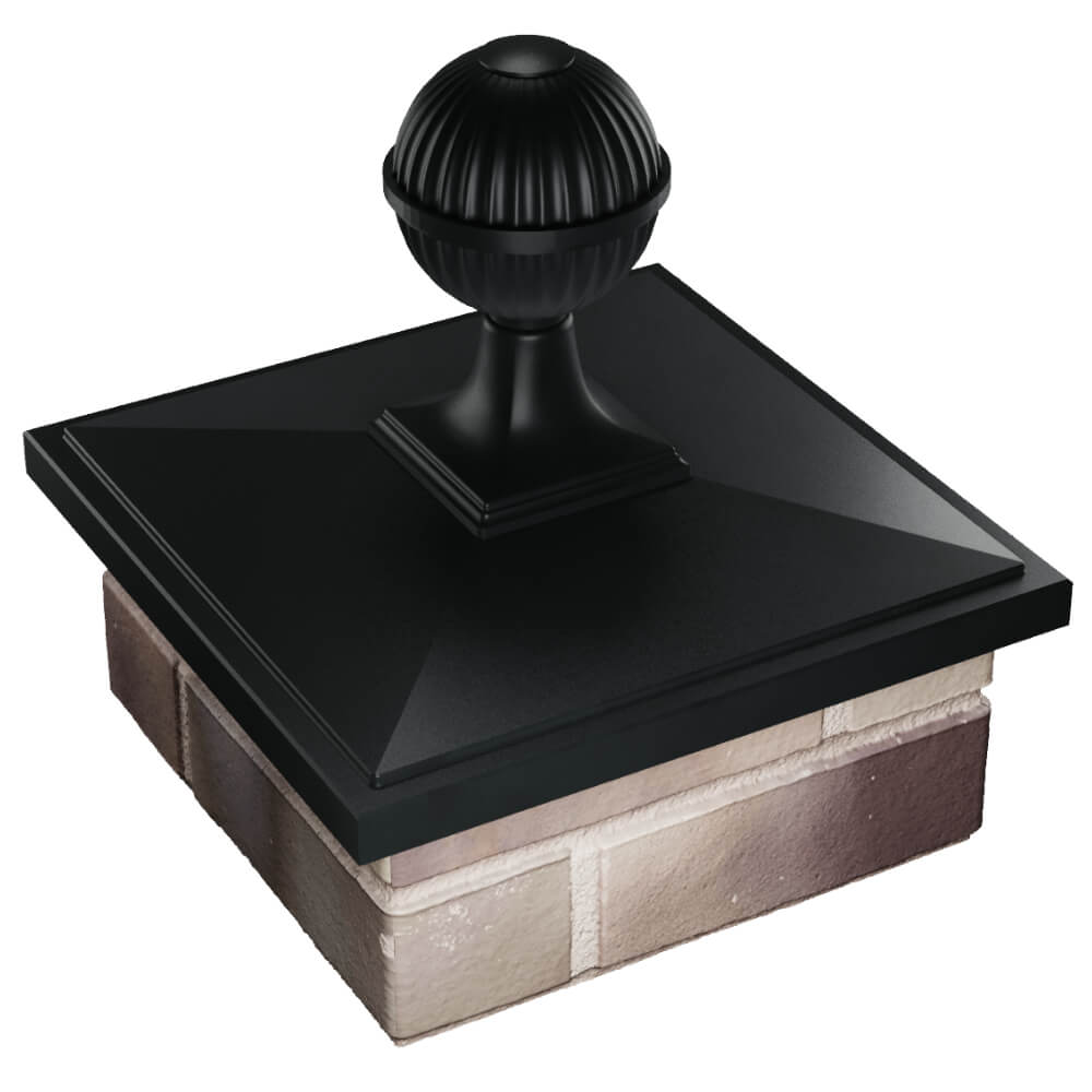 Колпак Zking БонаМоно Черный с шаром на столб 1.5х1.5 кирпича (385х385, 400х400мм) в сборе в Шелехове фото