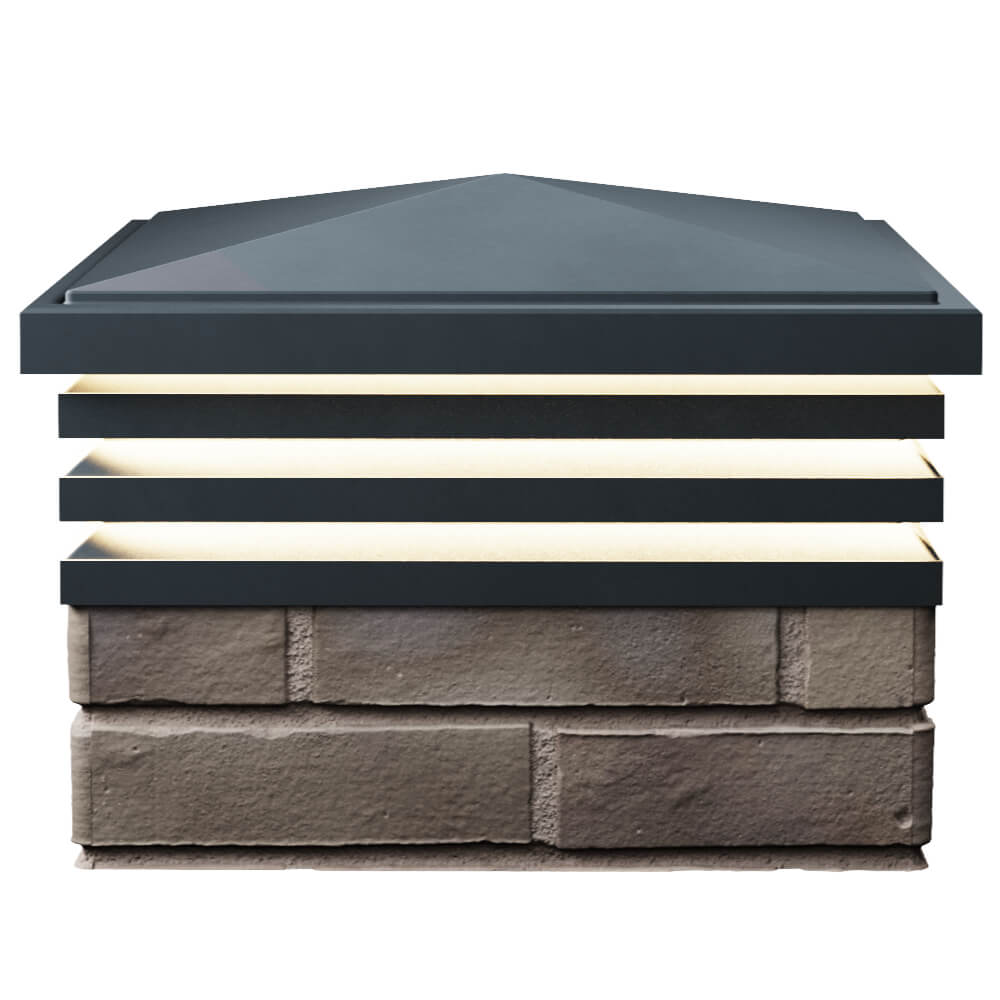 Колпак Zking Бона ХайТек Серый на столб 1.5х1.5 кирпича (385х385мм) с подсветкой в Шелехове фото