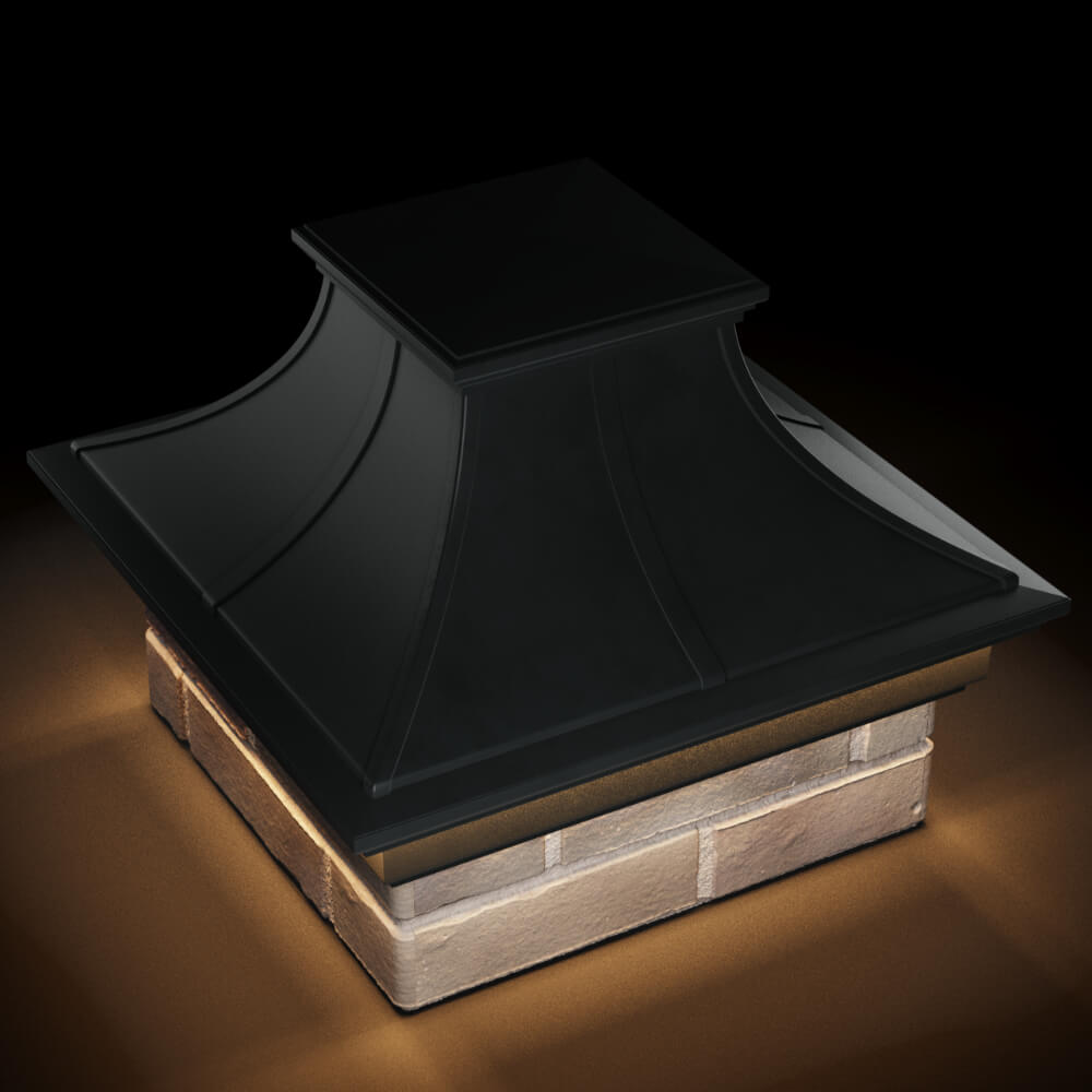 Колпак Zking Монблан Премиум Черный на столб 1.5х1.5 кирпича (385х385мм) с подсветкой в Шелехове фото