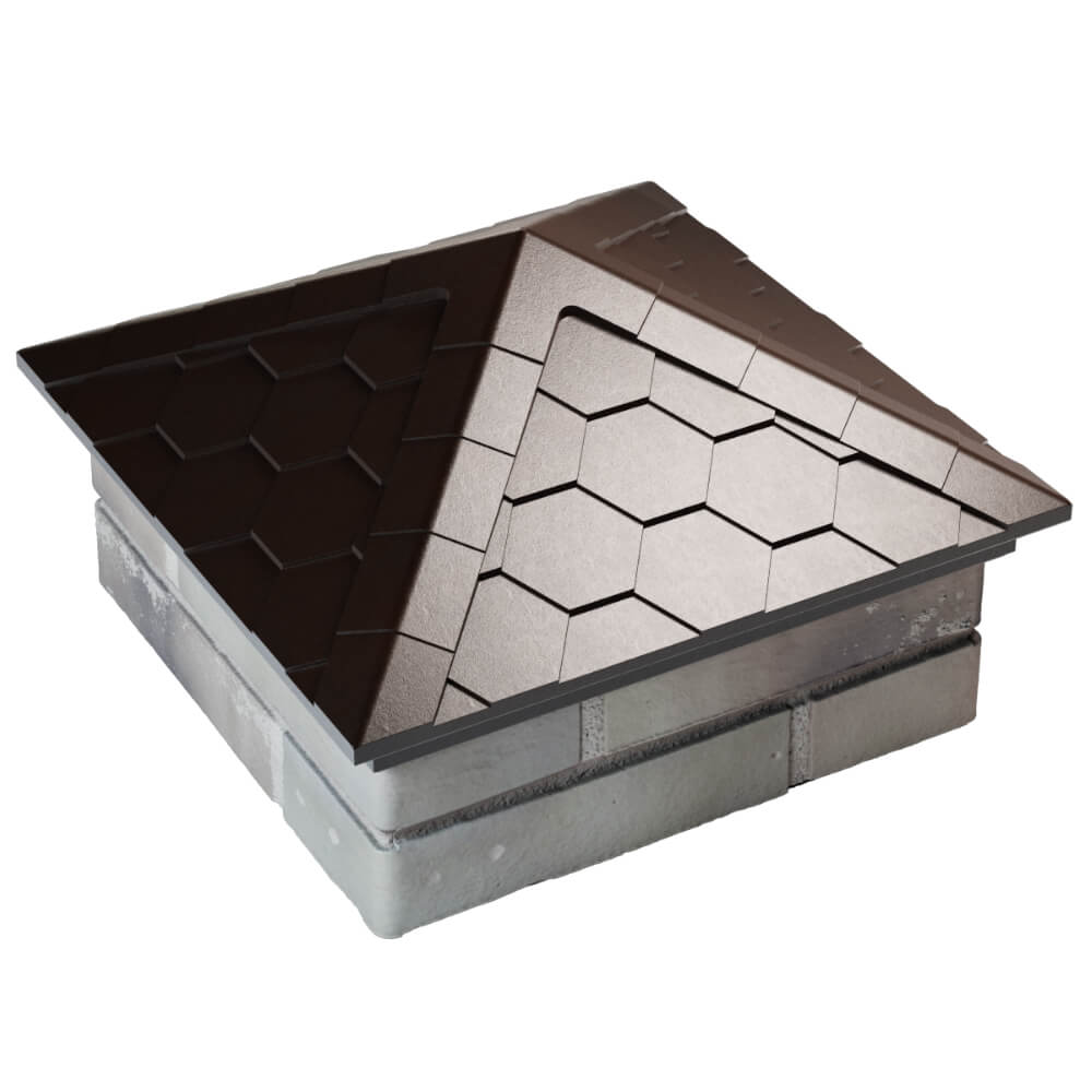 Колпак Zking Эверест Коричневый на столб 1.5х1.5 кирпича (390х390мм) в Шелехове фото