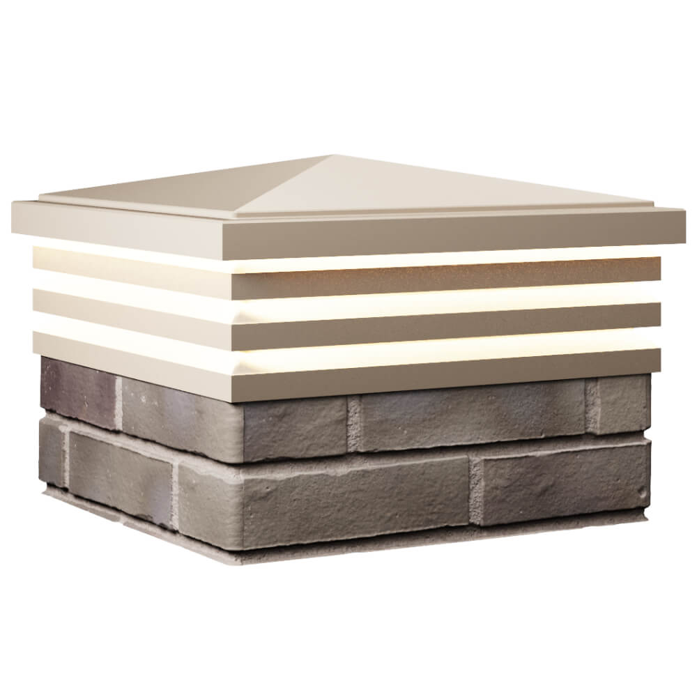 Колпак Zking Бона ХайТек Бежевый на столб 1.5х1.5 кирпича (385х385мм) с подсветкой в Шелехове фото