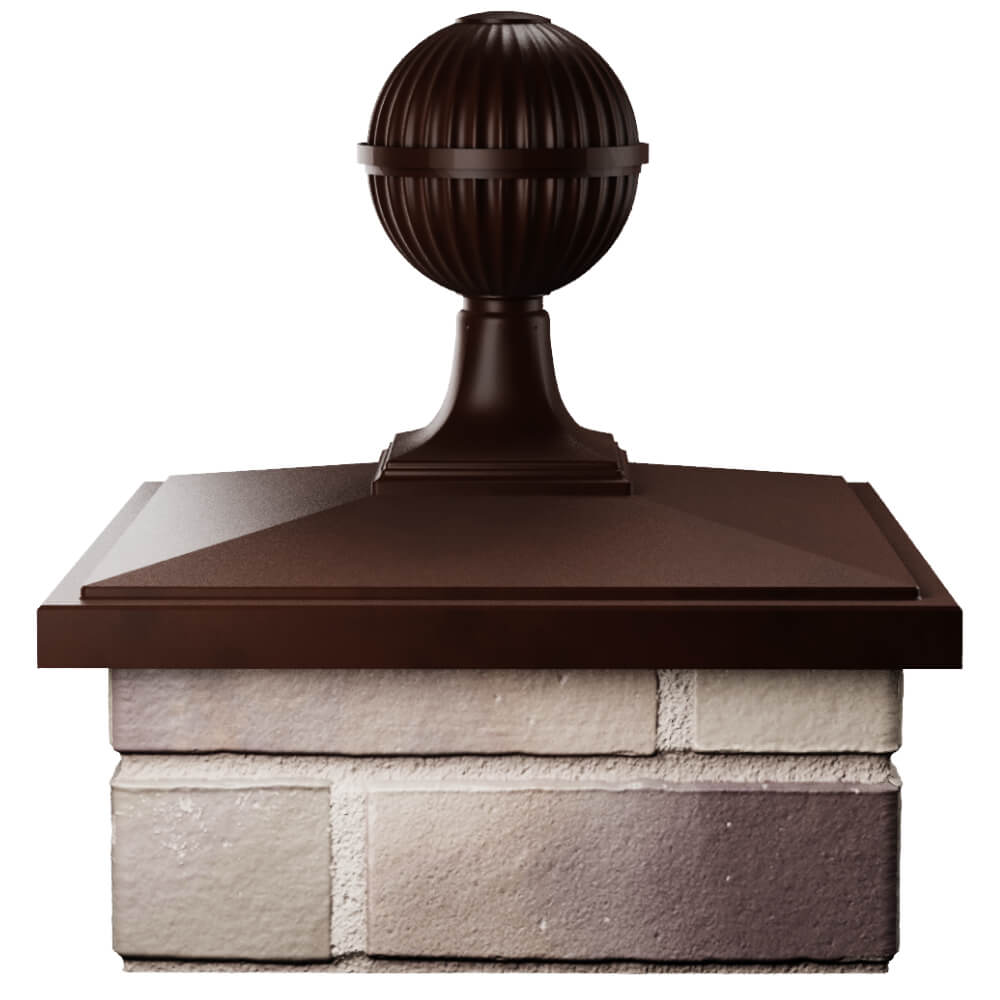 Колпак Zking БонаМоно Коричневый с шаром на столб 1.5х1.5 кирпича (385х385, 400х400мм) в сборе Шелехов фото