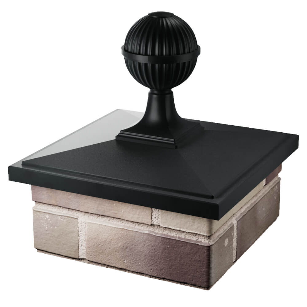 Колпак Zking БонаМоно Черный с шаром на столб 1.5х1.5 кирпича (385х385, 400х400мм) в сборе в Шелехове фото