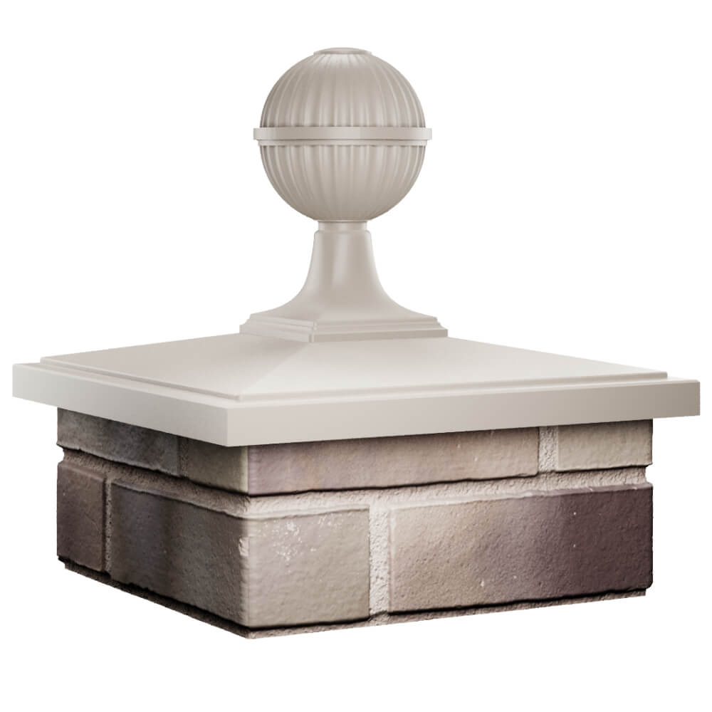 Колпак Zking БонаМоно Бежевый с шаром на столб 1.5х1.5 кирпича (385х385, 400х400мм) в сборе в Шелехове фото