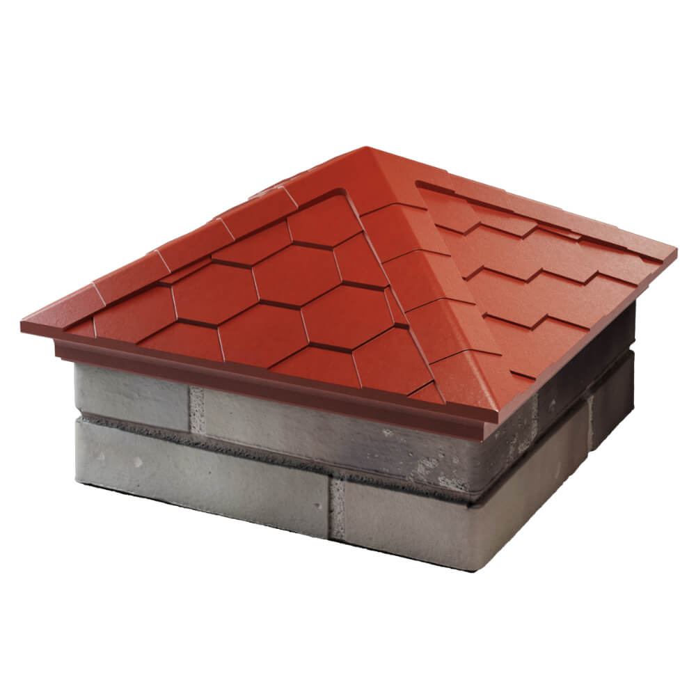 Колпак Zking Эверест Красный на столб 1.5х1.5 кирпича (390х390мм) в Шелехове фото