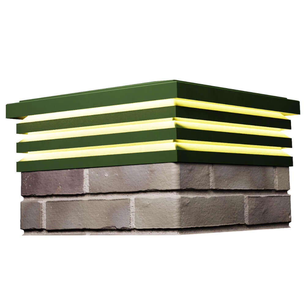 Колпак Zking Бона ХайТек Зеленый на столб 1.5х1.5 кирпича (385х385мм) с подсветкой в Шелехове фото