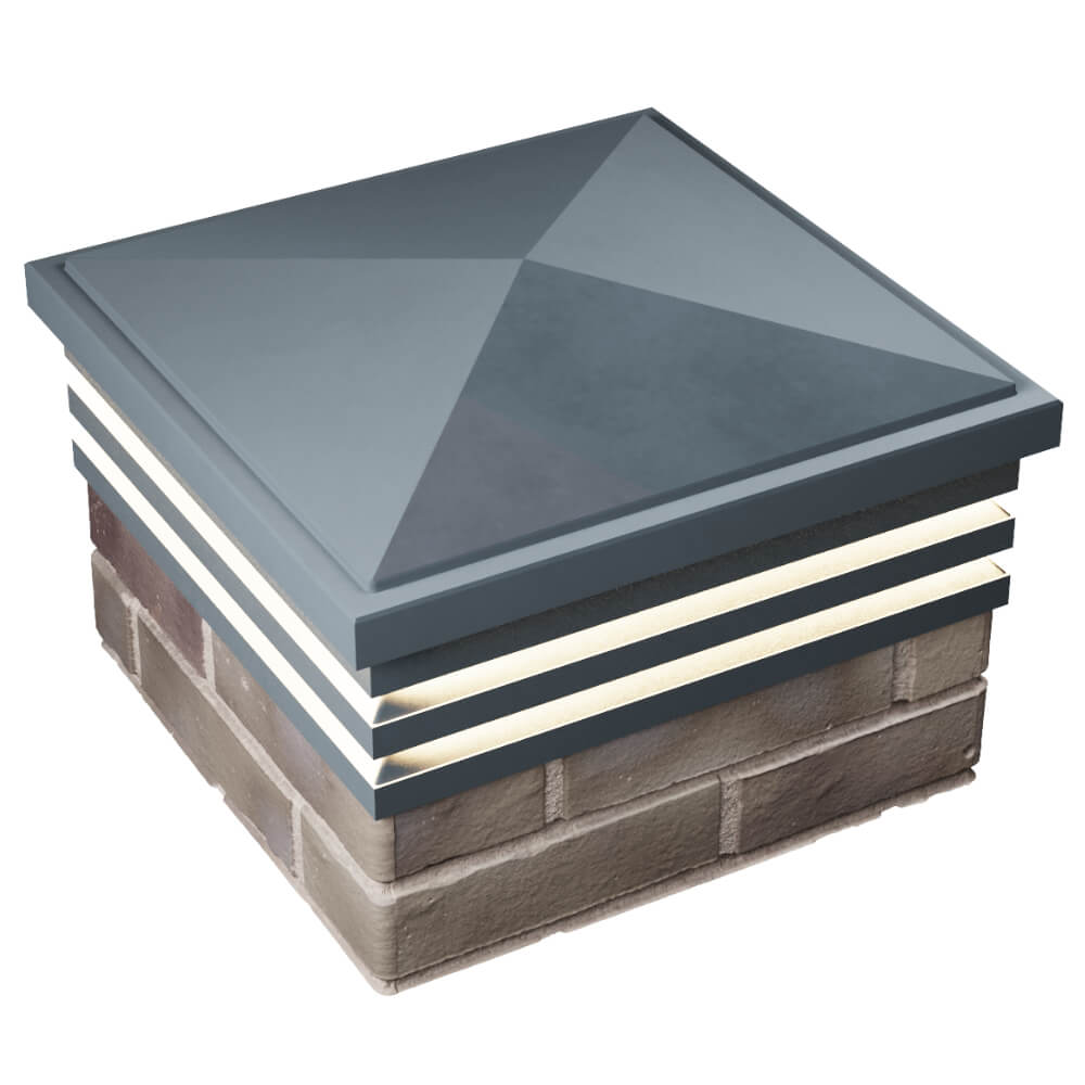 Колпак Zking Бона ХайТек Серый на столб 1.5х1.5 кирпича (385х385мм) с подсветкой в Шелехове фото