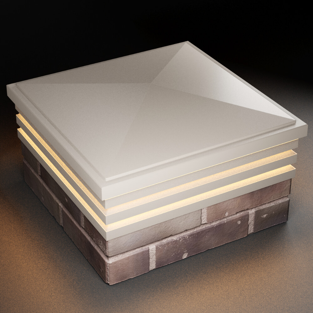 Колпак Zking Бона ХайТек Бежевый на столб 2х2 кирпича (513х513мм) с подсветкой в Шелехове фото