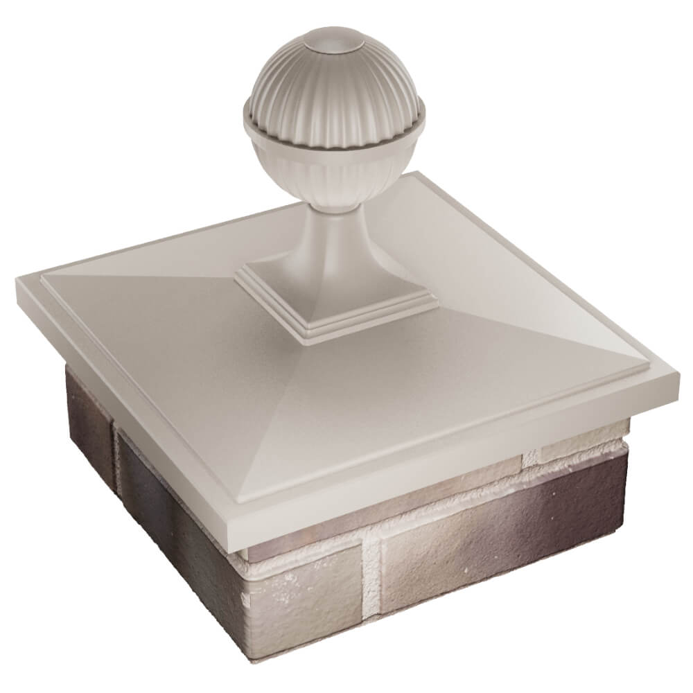 Колпак Zking БонаМоно Бежевый с шаром на столб 1.5х1.5 кирпича (385х385, 400х400мм) в сборе в Шелехове фото