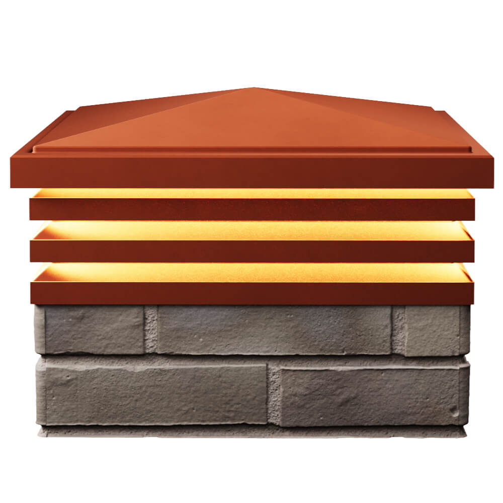 Колпак Zking Бона ХайТек Красный на столб 1.5х1.5 кирпича (385х385мм) с подсветкой в Шелехове фото