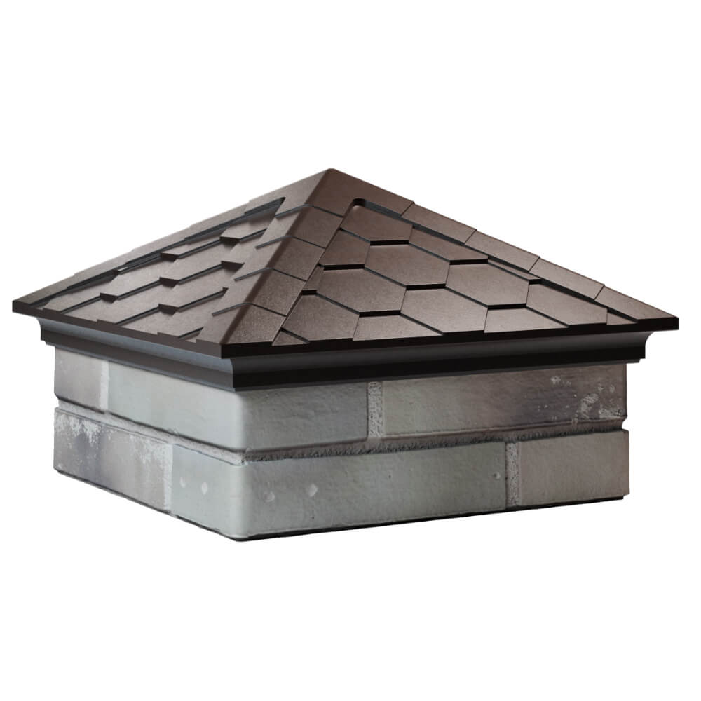 Колпак Zking Эверест Коричневый на столб 1.5х1.5 кирпича (390х390мм) в Шелехове фото