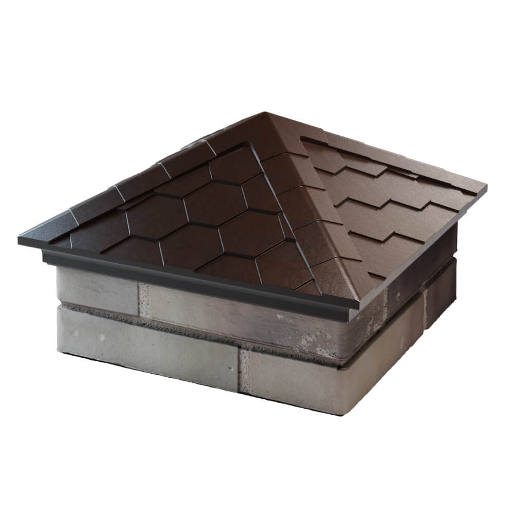 Колпак Zking Эверест Коричневый на столб 1.5х1.5 кирпича (390х390мм) в Шелехове фото